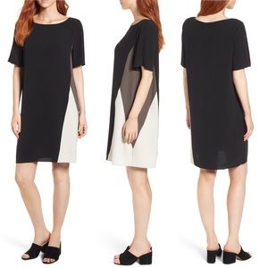 Eileen Fisher Black Silk Colorblock Dress